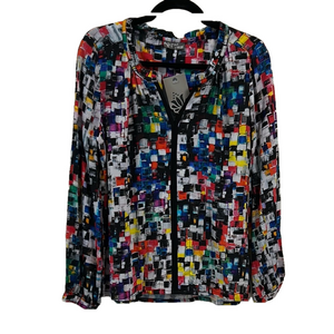 DOLCEZZA simply Art Colorful Abstract Women's Top “Mosaic” NWT